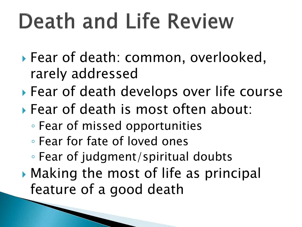 fear of death common overlooked rarely addressed