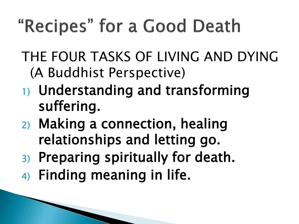 the four tasks of living and dying a buddhist