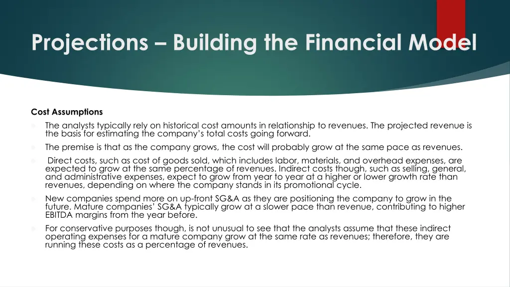 projections building the financial model 5