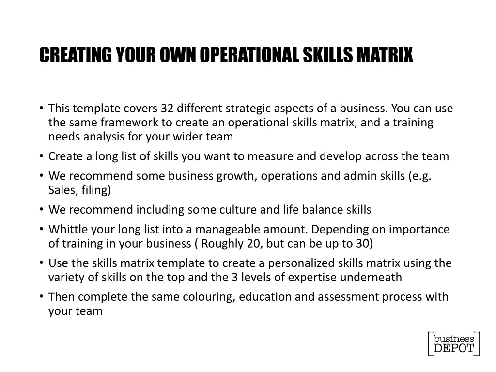 creating your own operational skills matrix