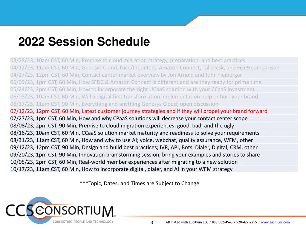 2022 session schedule