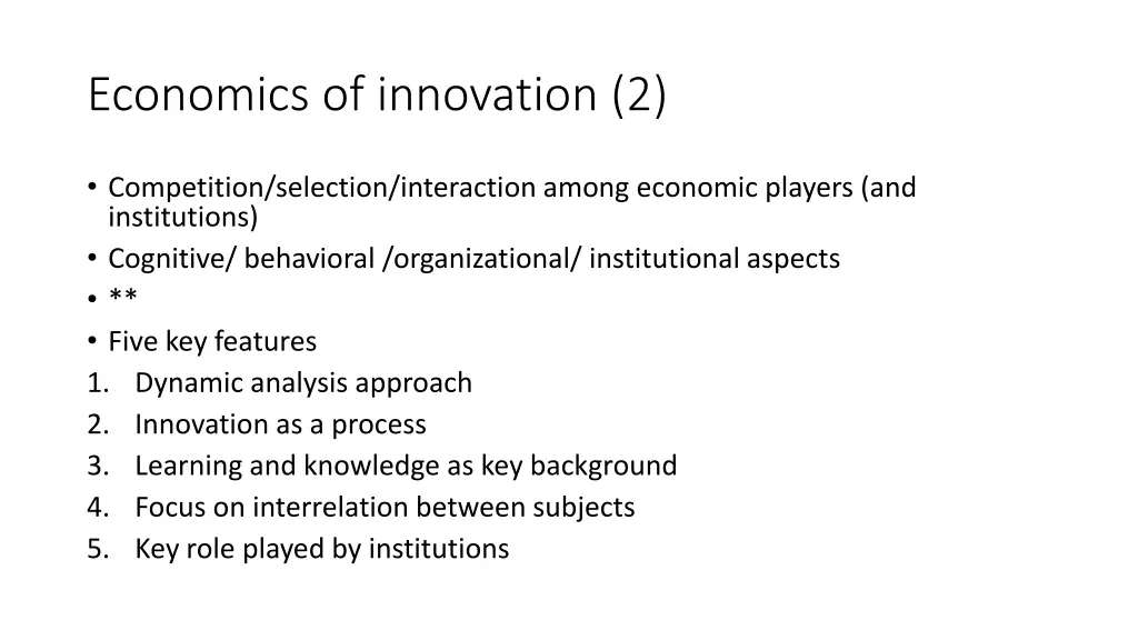 economics of innovation 2