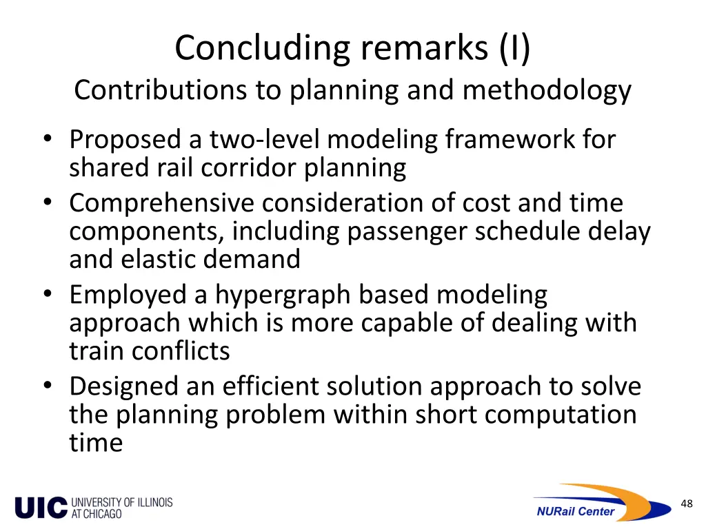 concluding remarks i contributions to planning