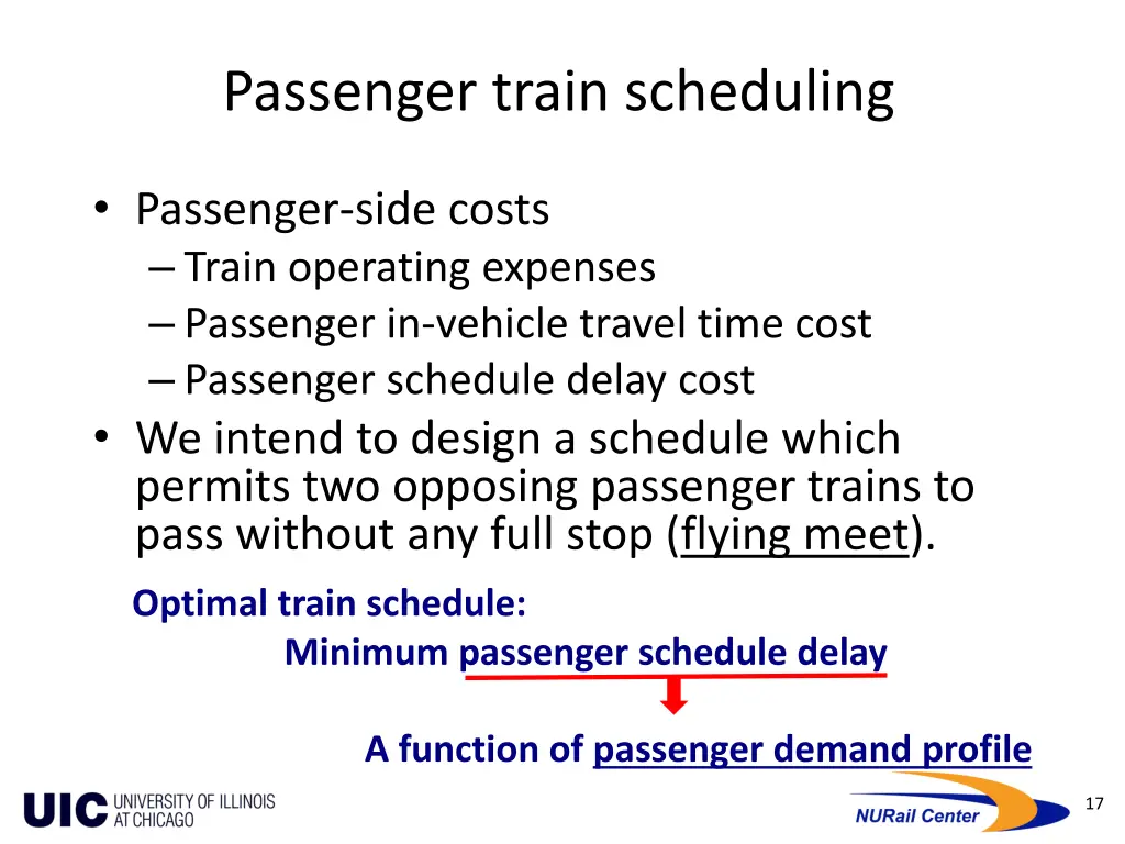 passenger train scheduling