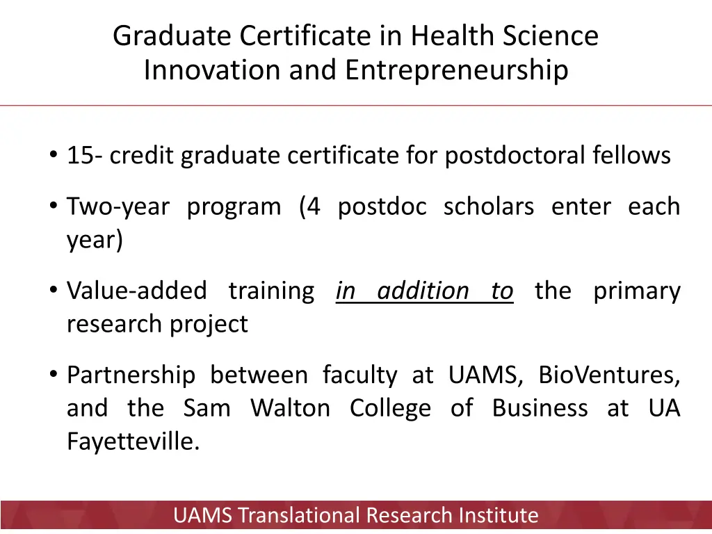 graduate certificate in health science innovation