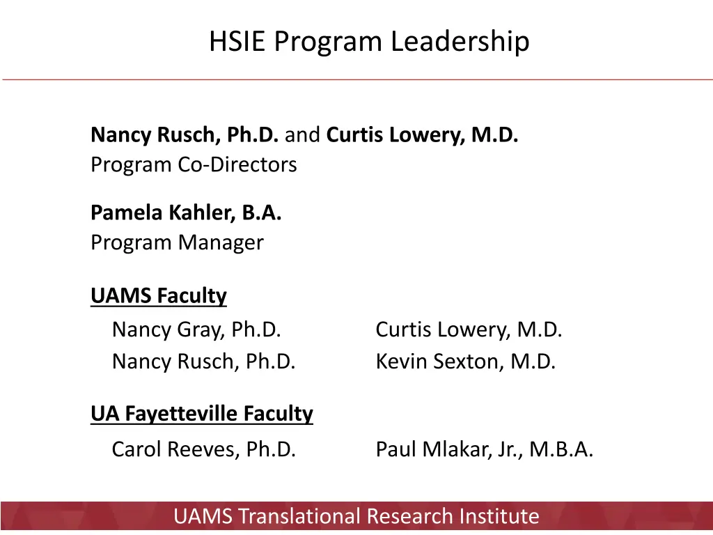 hsie program leadership