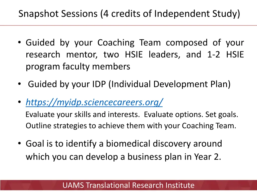 snapshot sessions 4 credits of independent study