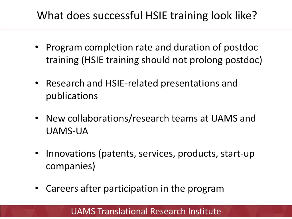 what does successful hsie training look like