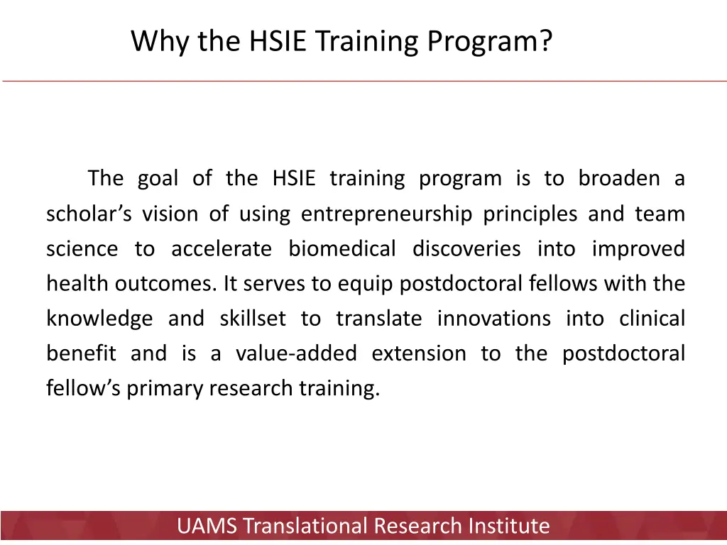 why the hsie training program