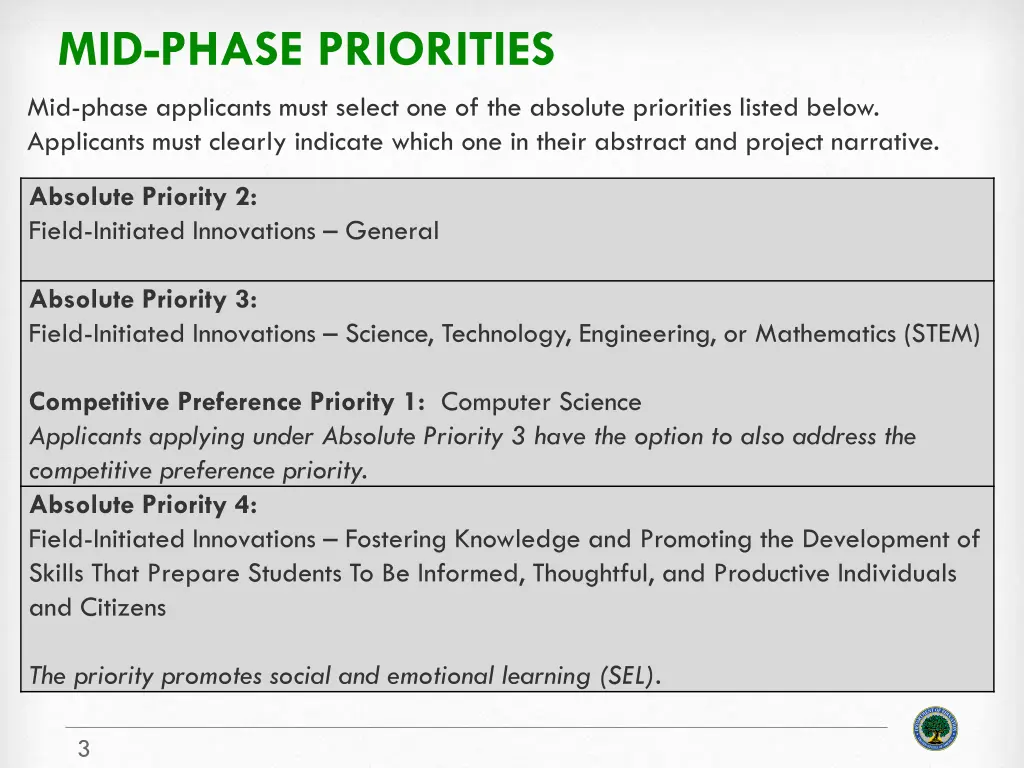 mid phase priorities 1