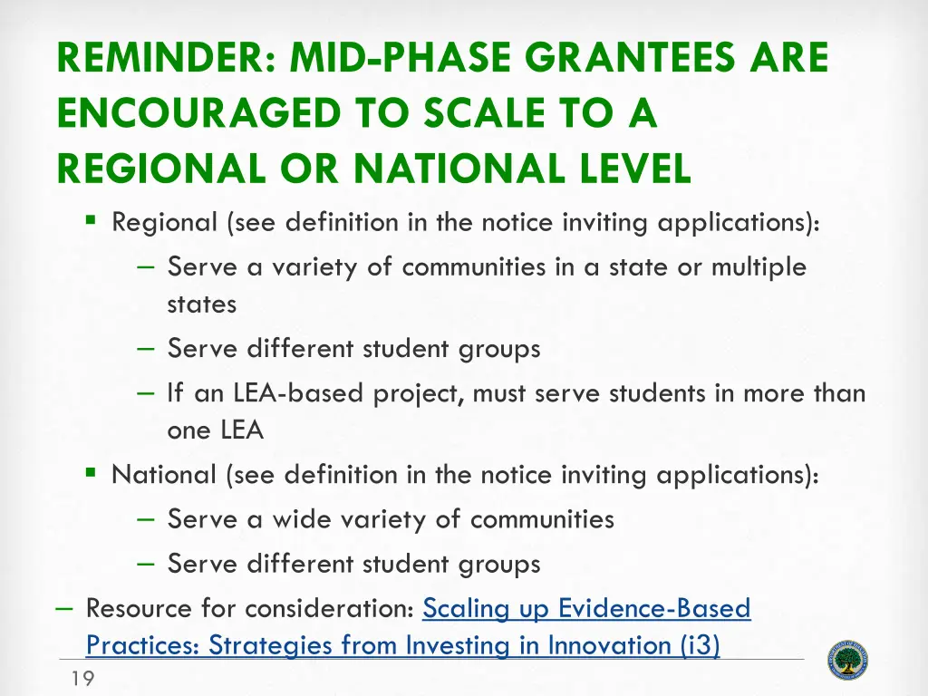 reminder mid phase grantees are encouraged