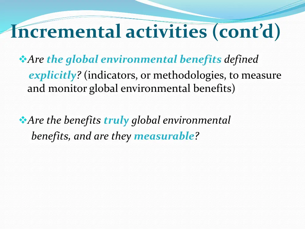 incremental activities cont d