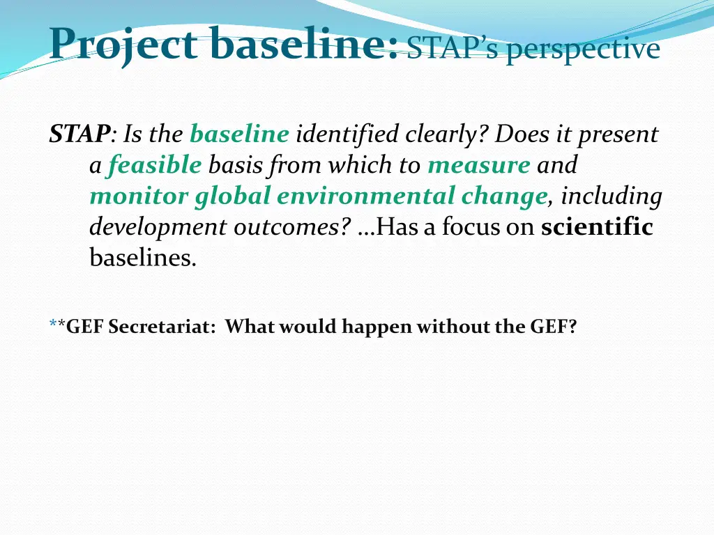 project baseline stap s perspective