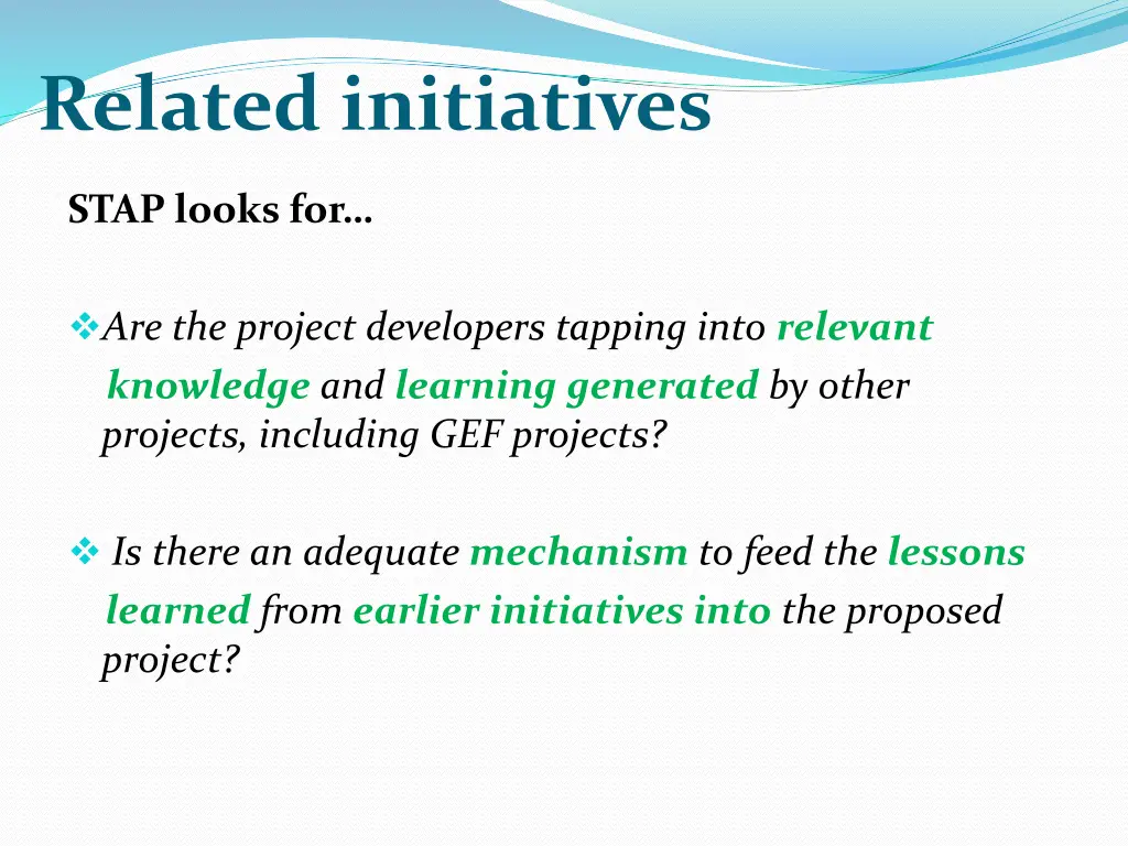 related initiatives