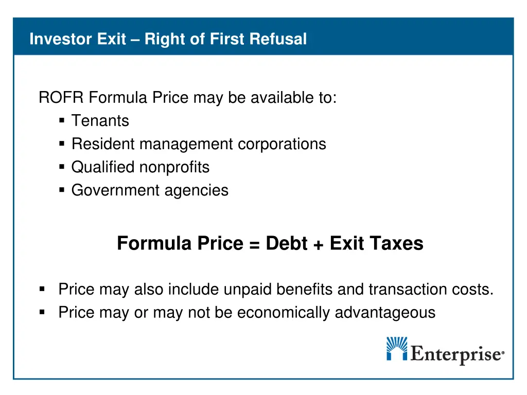 investor exit right of first refusal
