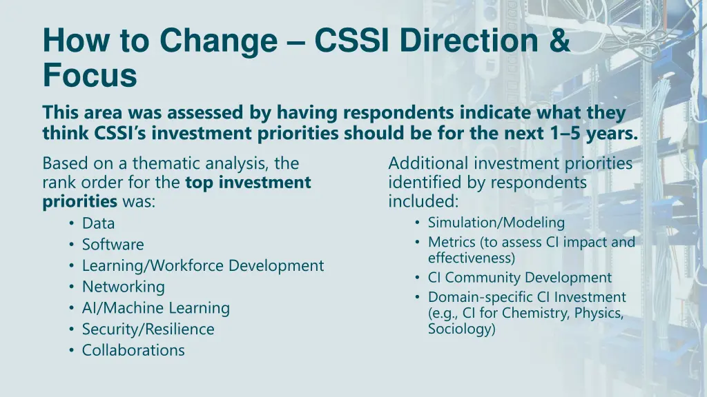 how to change cssi direction focus this area