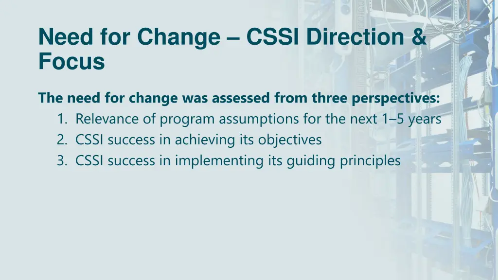 need for change cssi direction focus