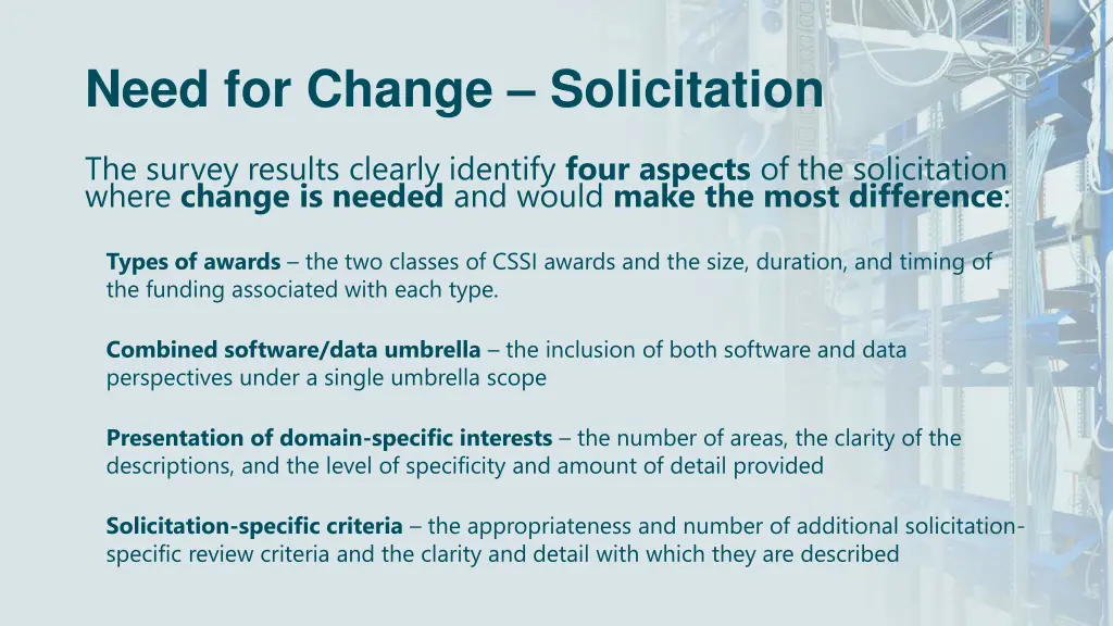 need for change solicitation