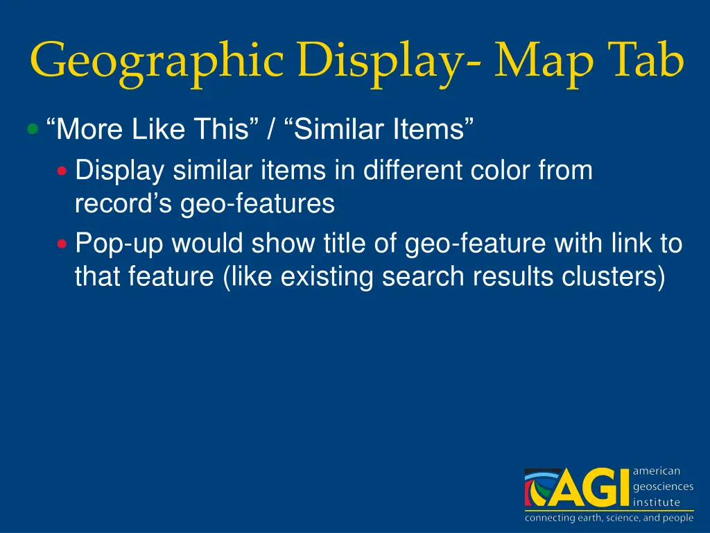 geographic display map tab