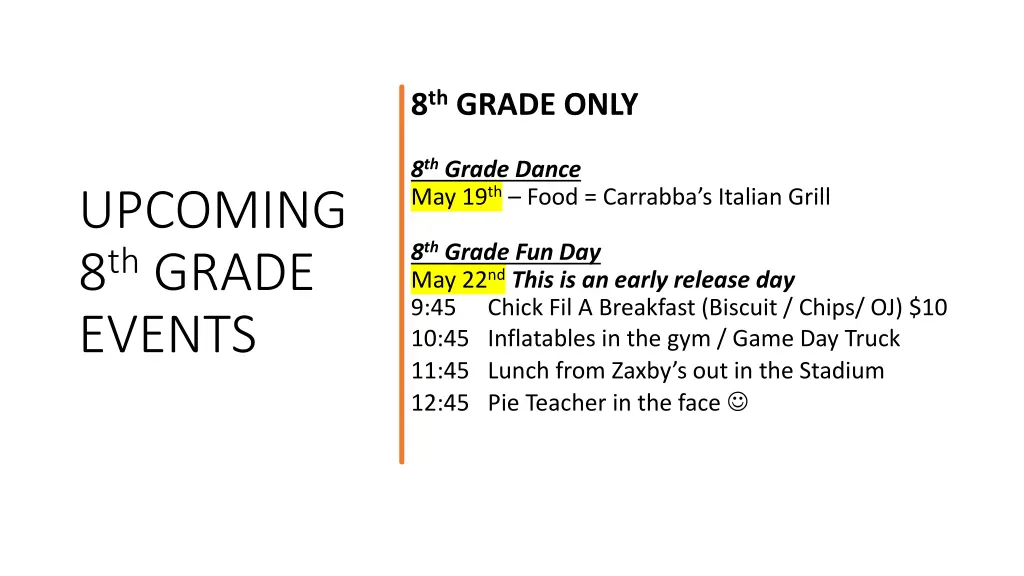 8 th grade only