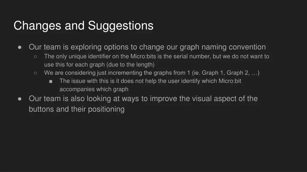 changes and suggestions