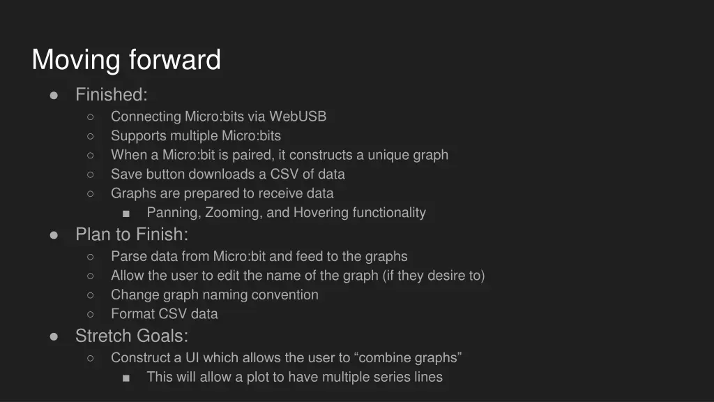 moving forward finished connecting micro bits