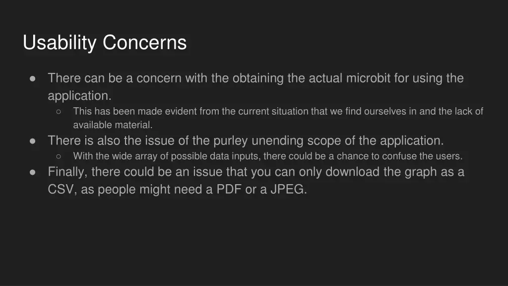 usability concerns