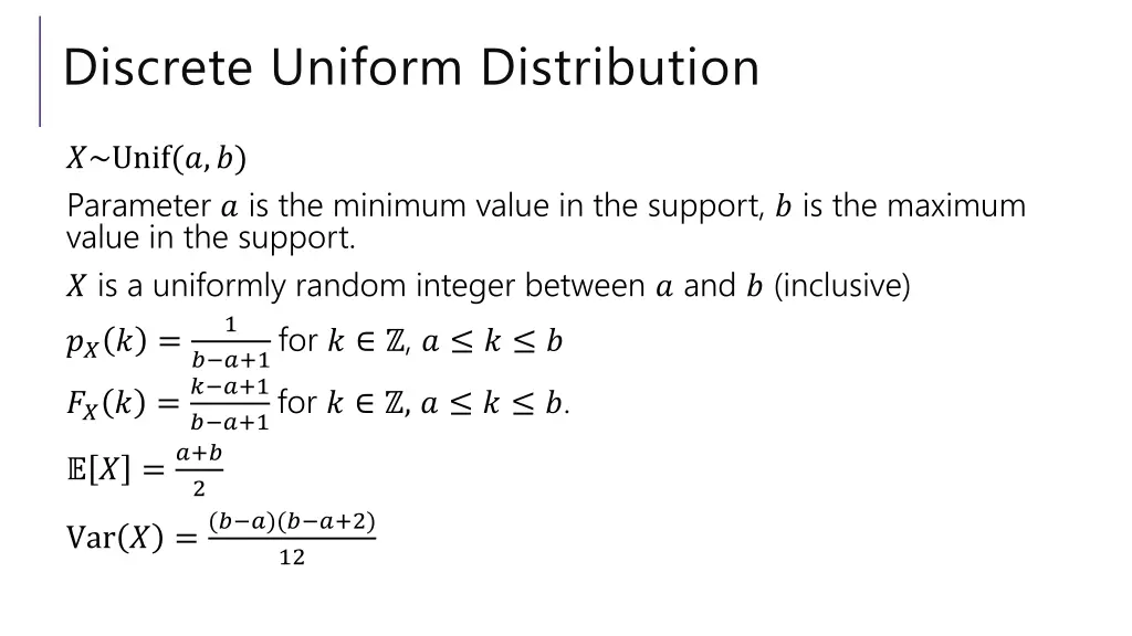 discrete uniform distribution