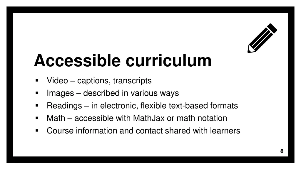 accessible curriculum