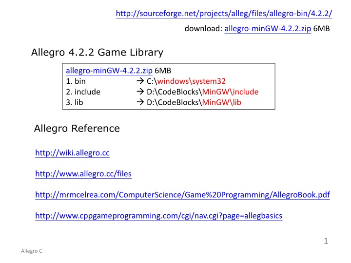 http sourceforge net projects alleg files allegro