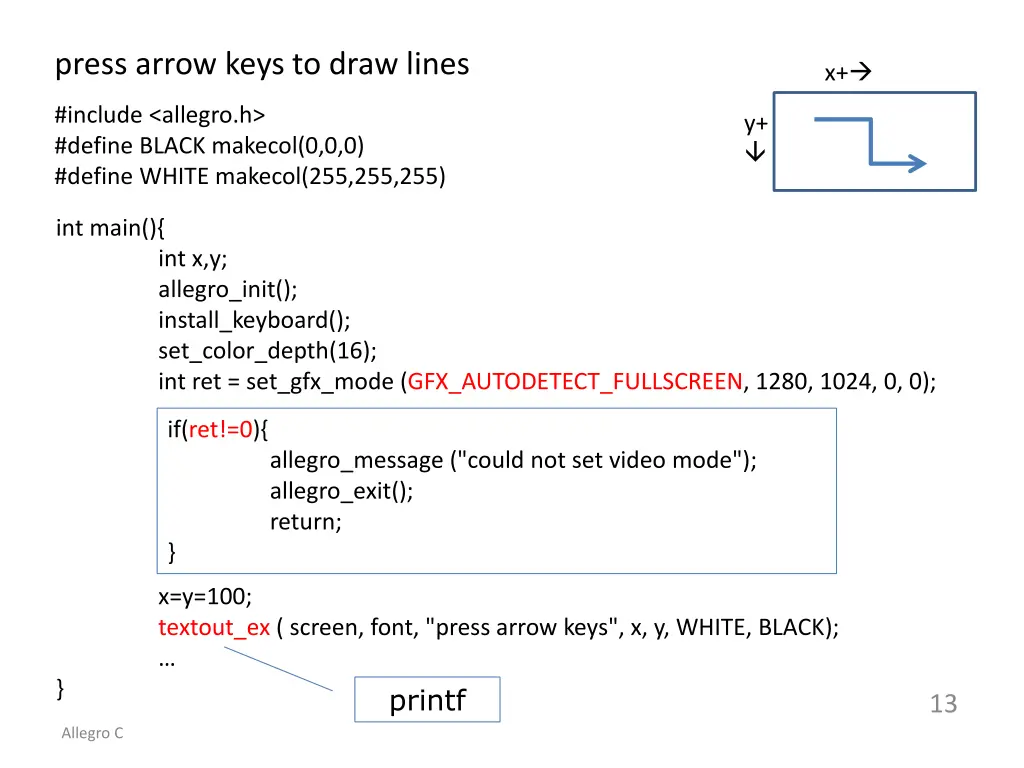 press arrow keys to draw lines