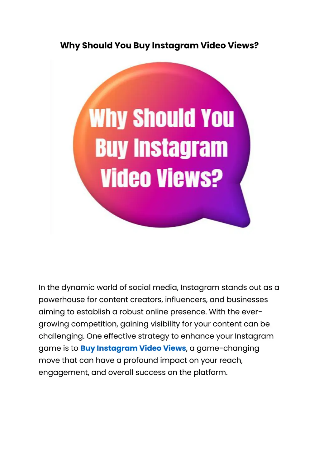 why should you buy instagram video views