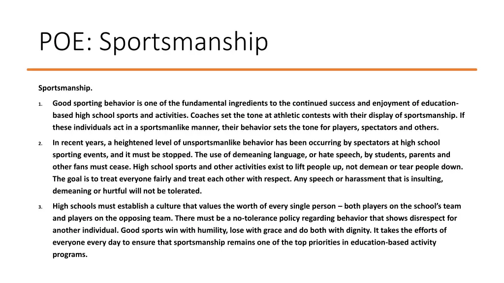 poe sportsmanship