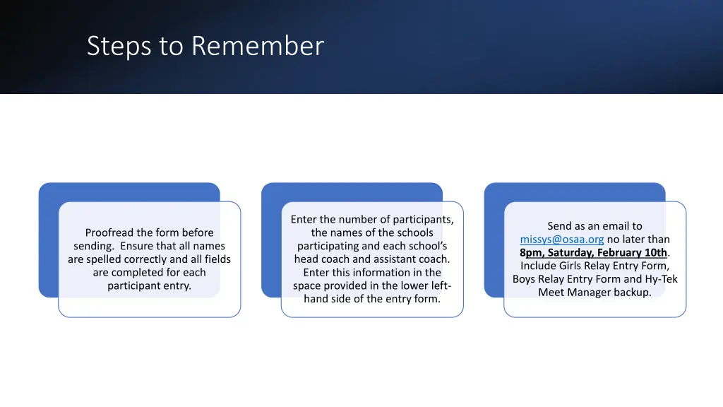 steps to remember