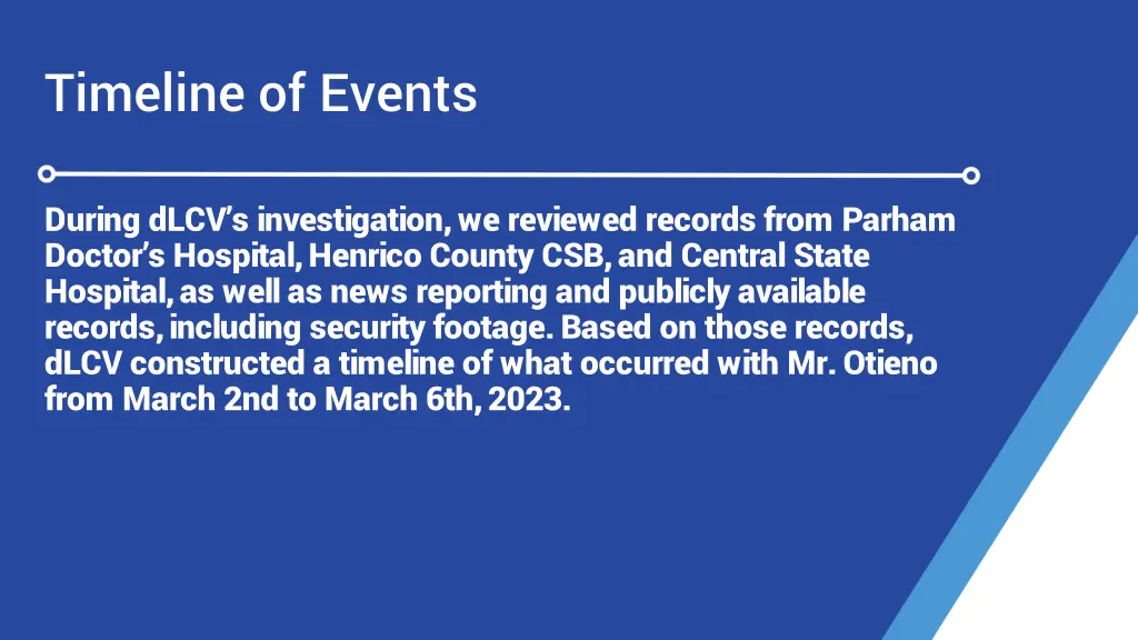 timeline of events
