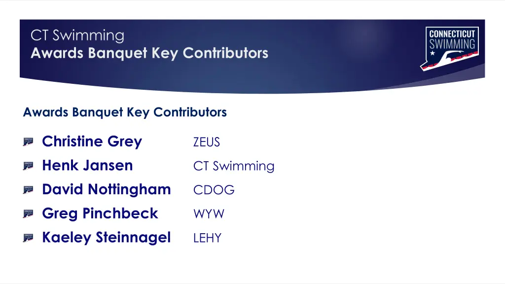 ct swimming awards banquet key contributors