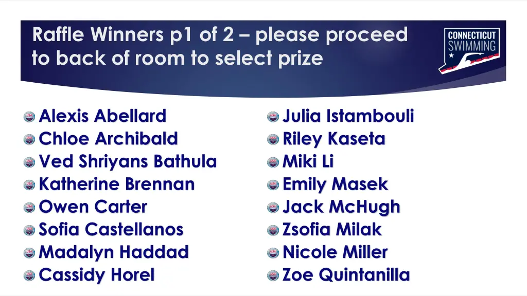 raffle winners p1 of 2 please proceed to back