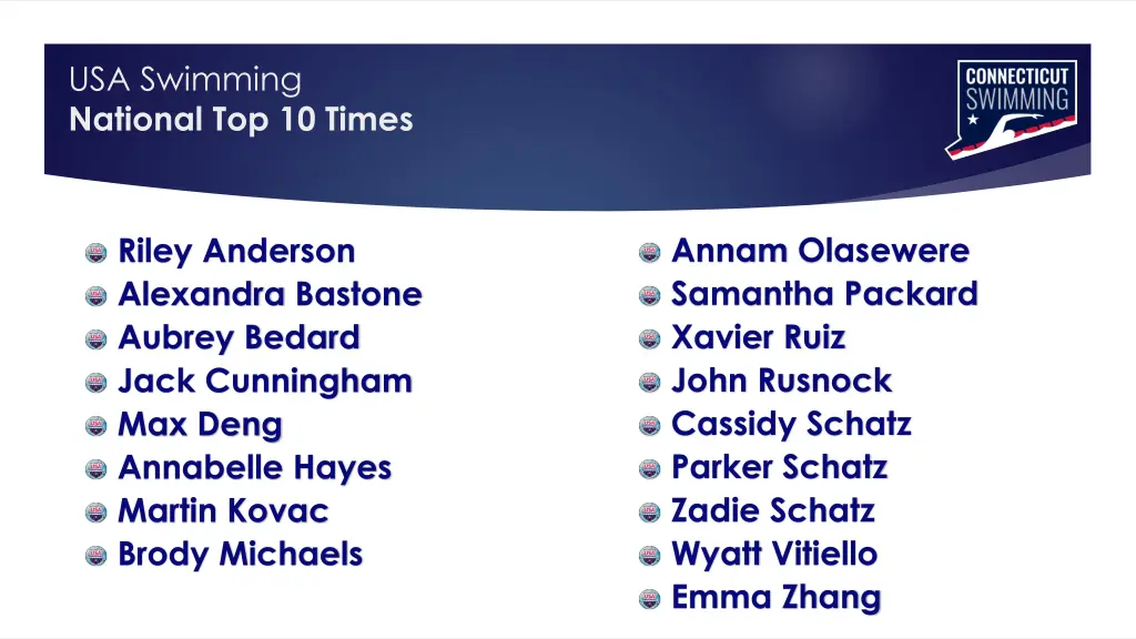 usa swimming national top 10 times