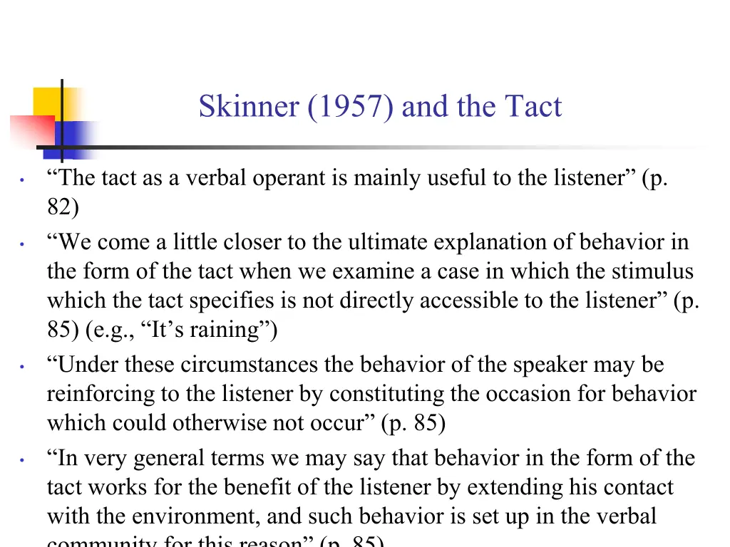 skinner 1957 and the tact 4