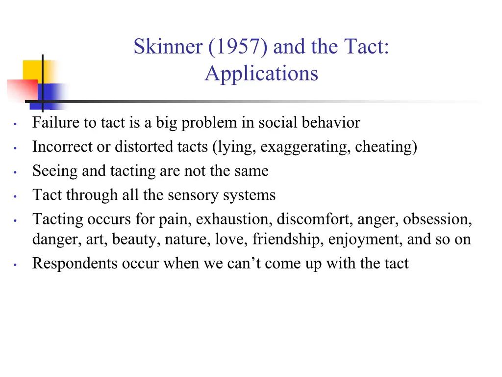 skinner 1957 and the tact applications 2