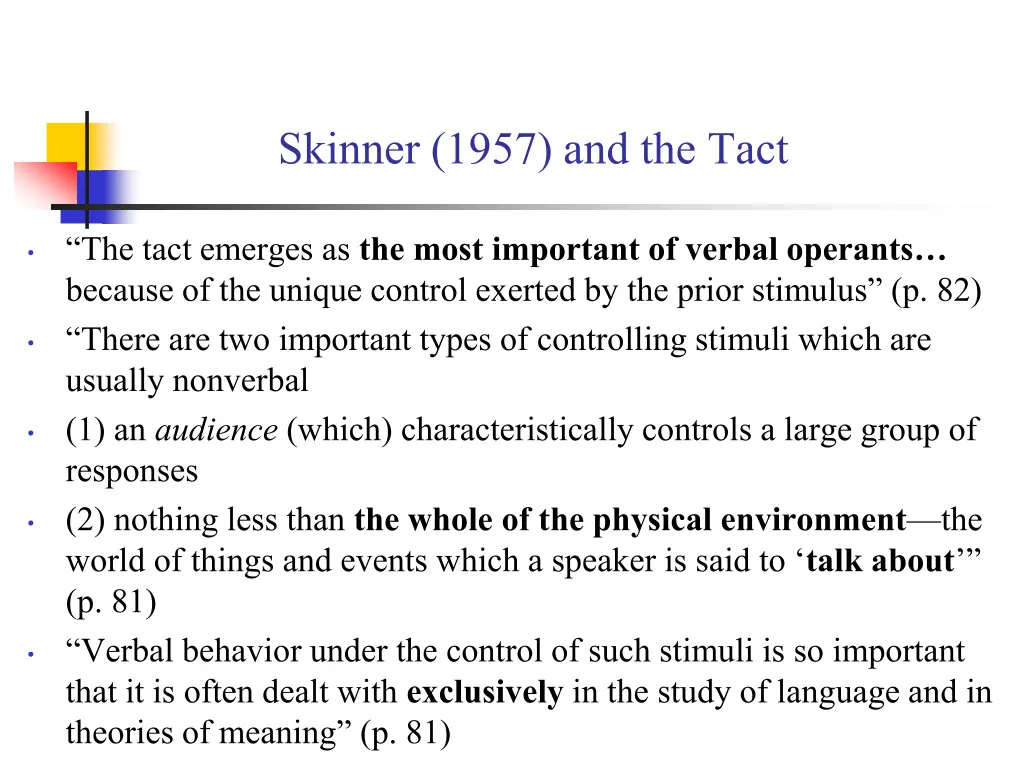 skinner 1957 and the tact