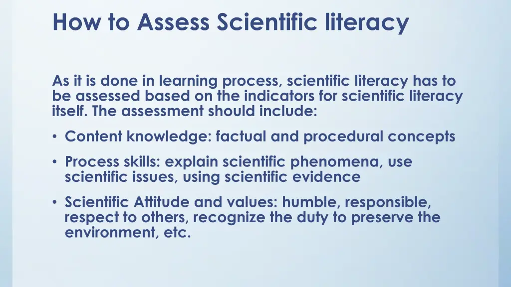 how to assess scientific literacy