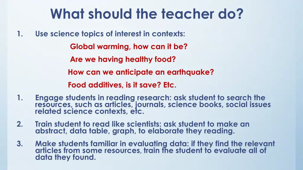 what should the teacher do