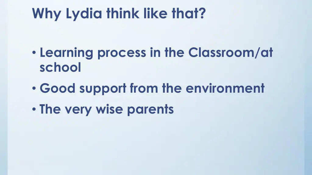 why lydia think like that
