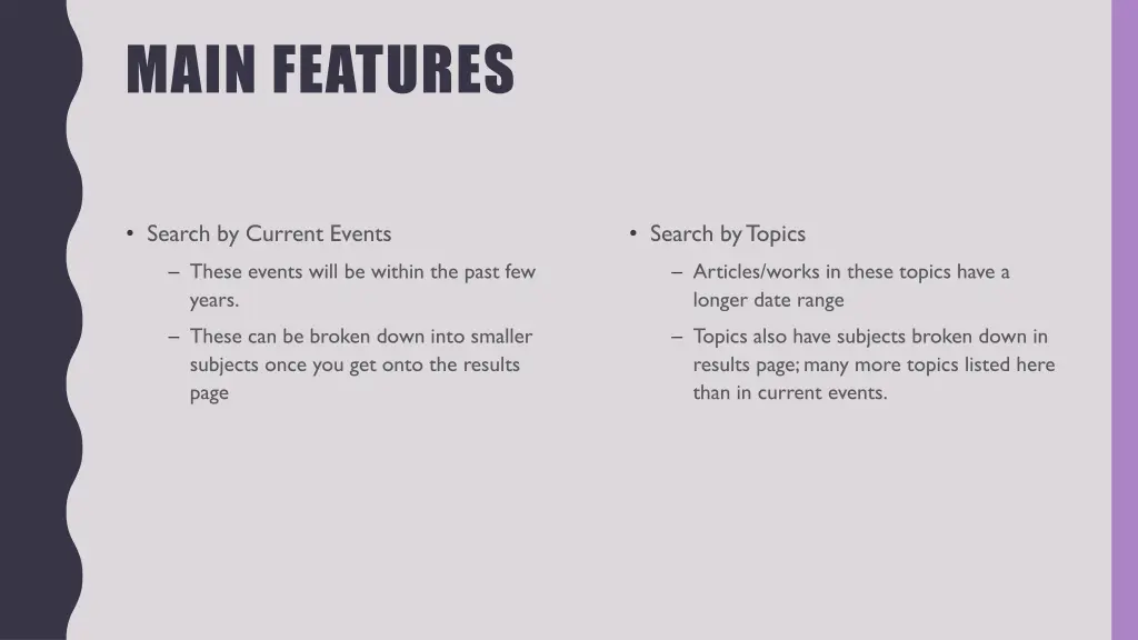 main features