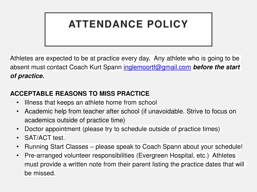 attendance policy
