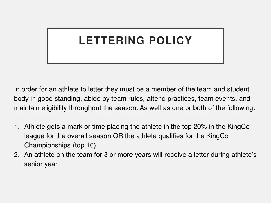 lettering policy