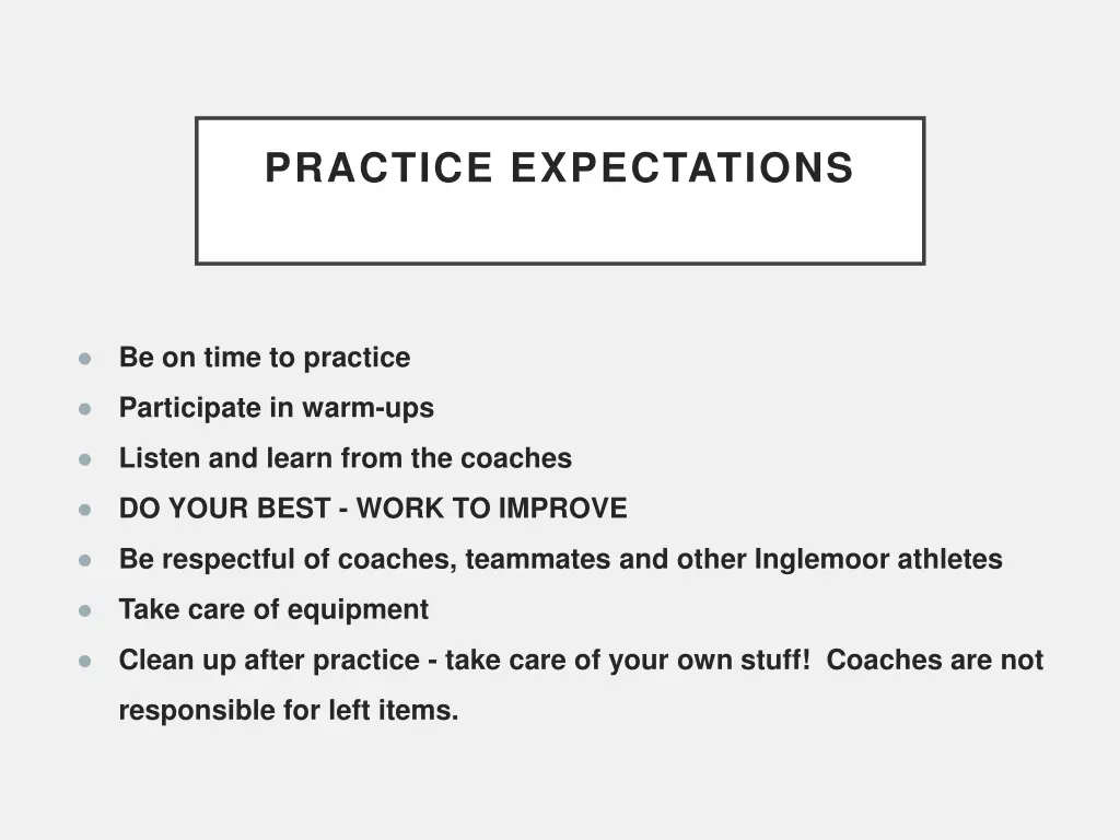 practice expectations