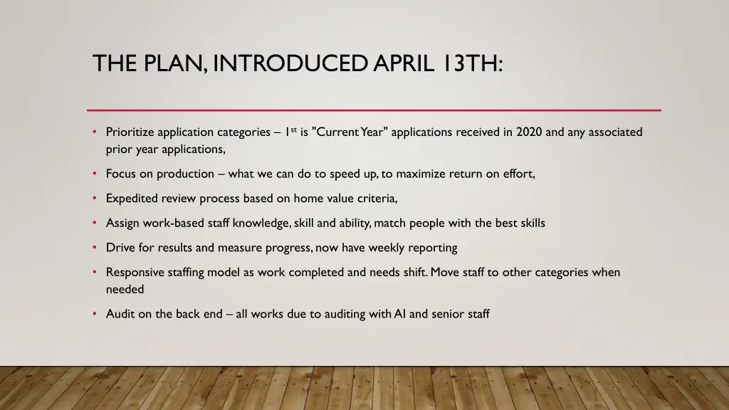 the plan introduced april 13th