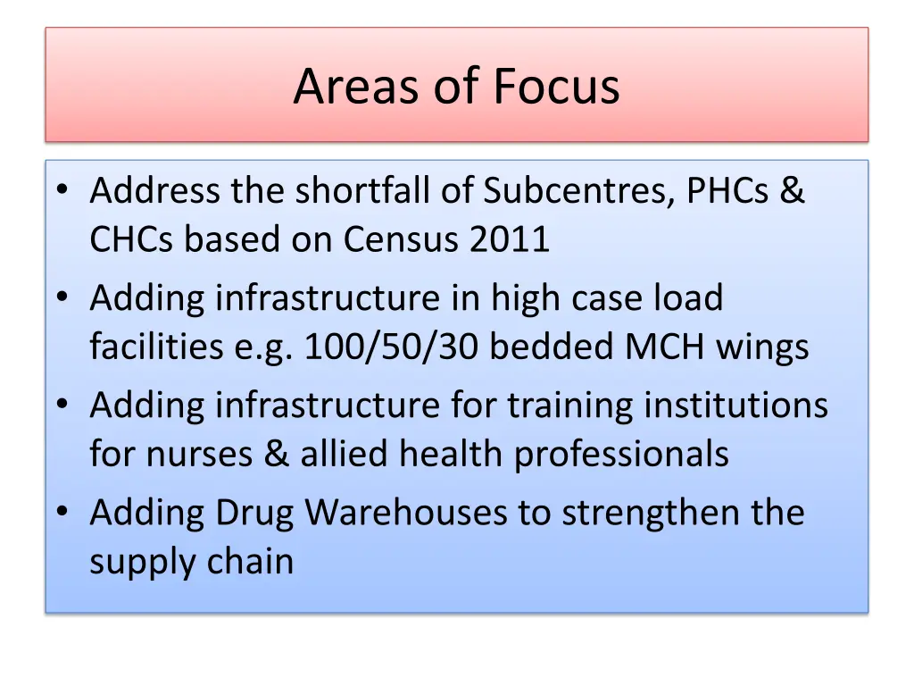 areas of focus